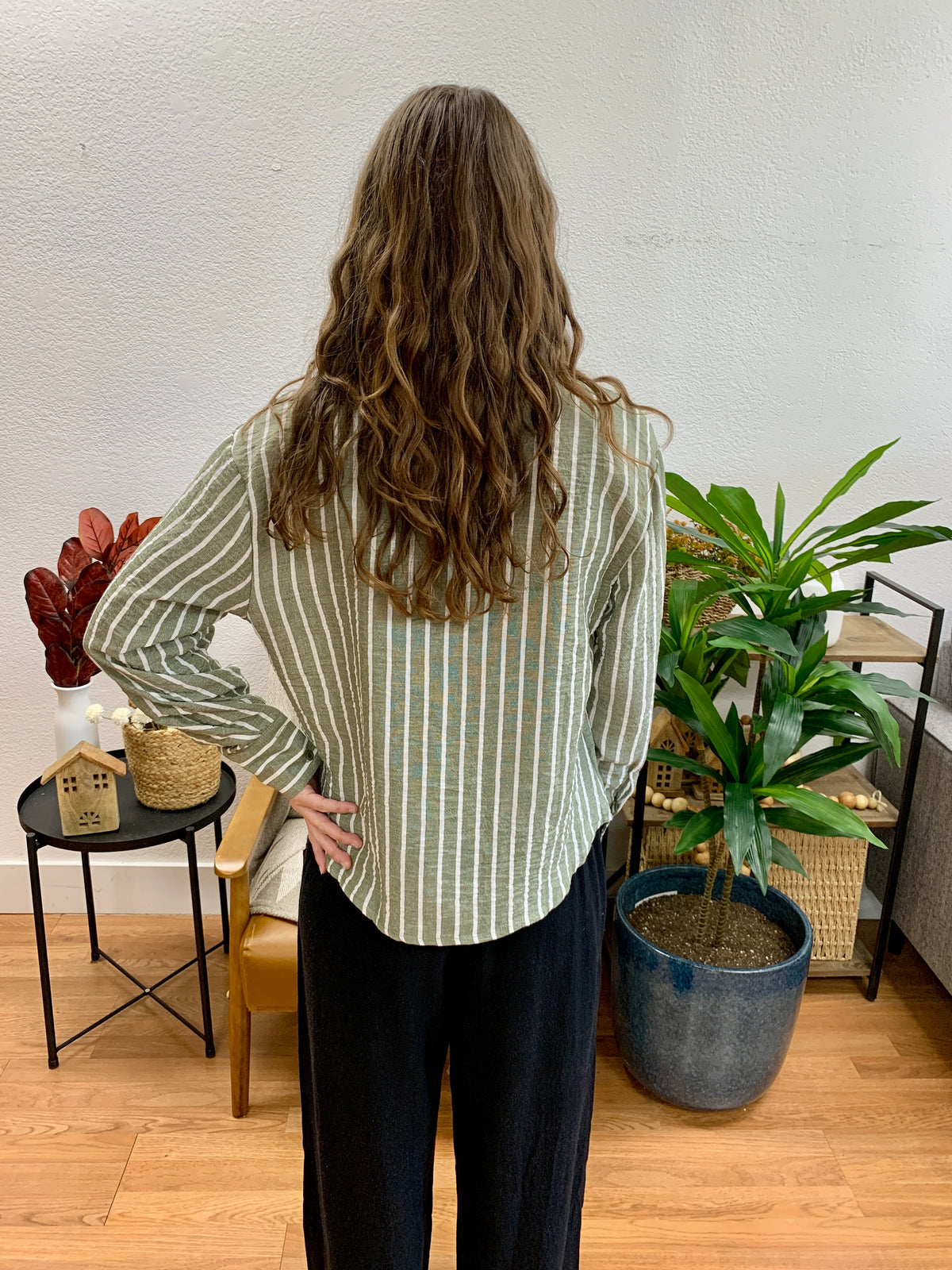 Green Stripe Button Up Shirt
