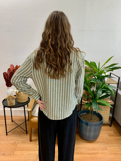 Green Stripe Button Up Shirt