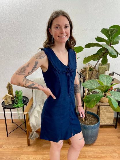 Navy Sailor Tie Neck Dress