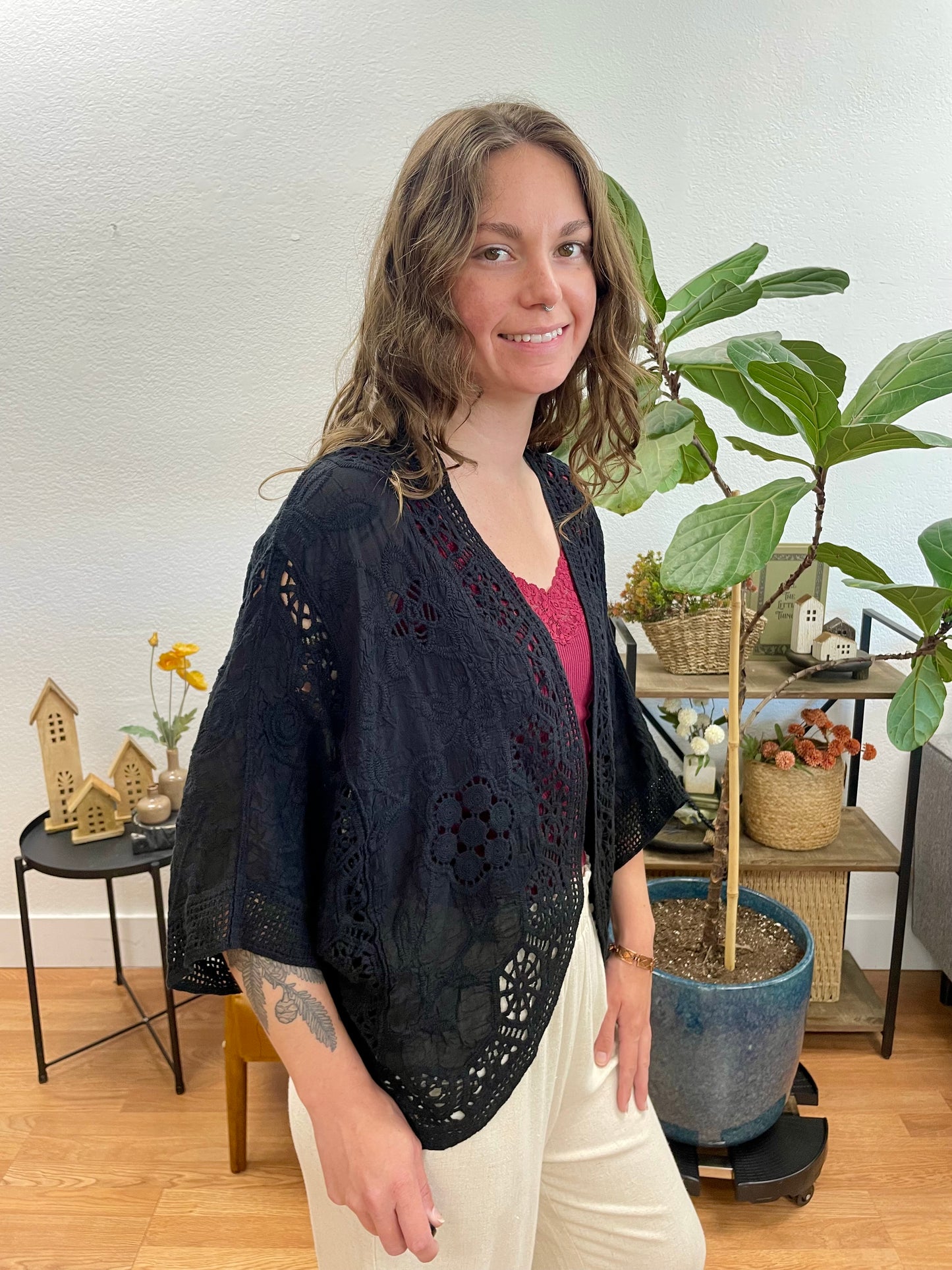 Black Lace Kimono