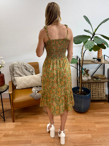 Olive Vintage Tube Tiered Dress
