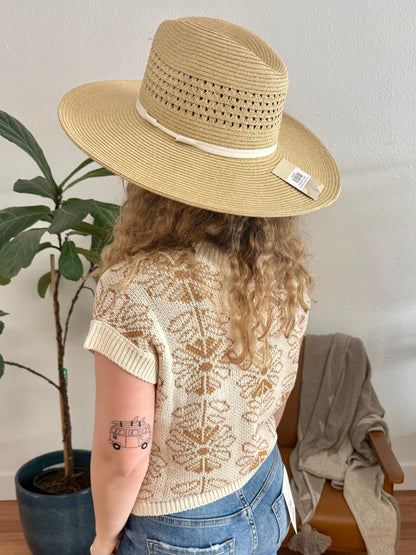 Woven Panama Hat with Leather Band