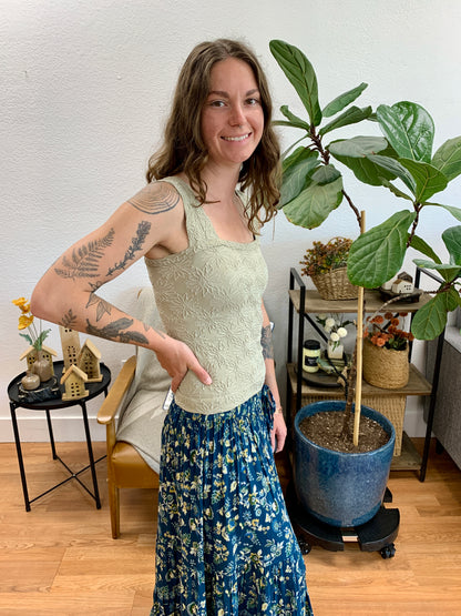 Two Toned Oatmeal Jacquard Tank