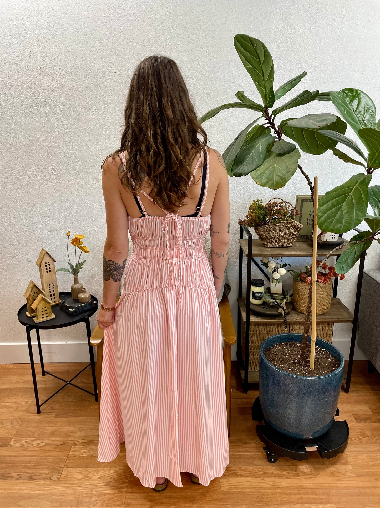 Pink Stripe Smock Dress
