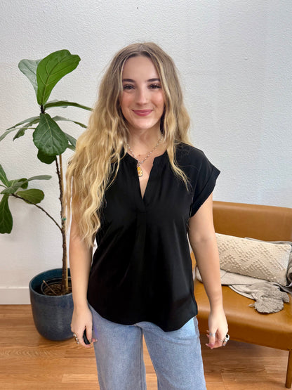 Black V-Neck Top