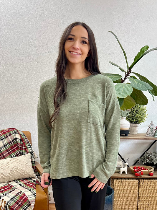 Olive Hacci Slub Long Sleeve