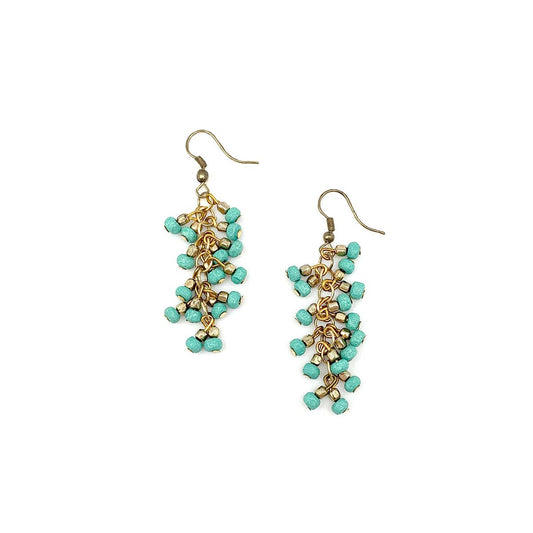 Sea Green Dangle Cluster Earrings