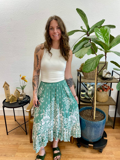 Green Hanky Hem Skirt