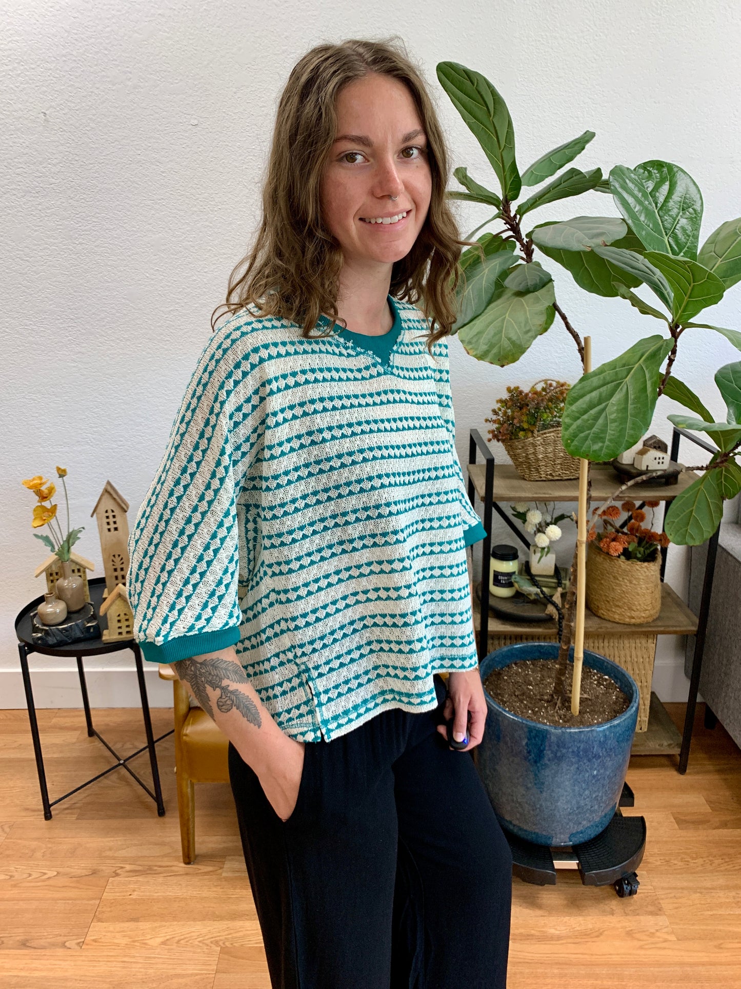 Seafoam Striped Knit Tee