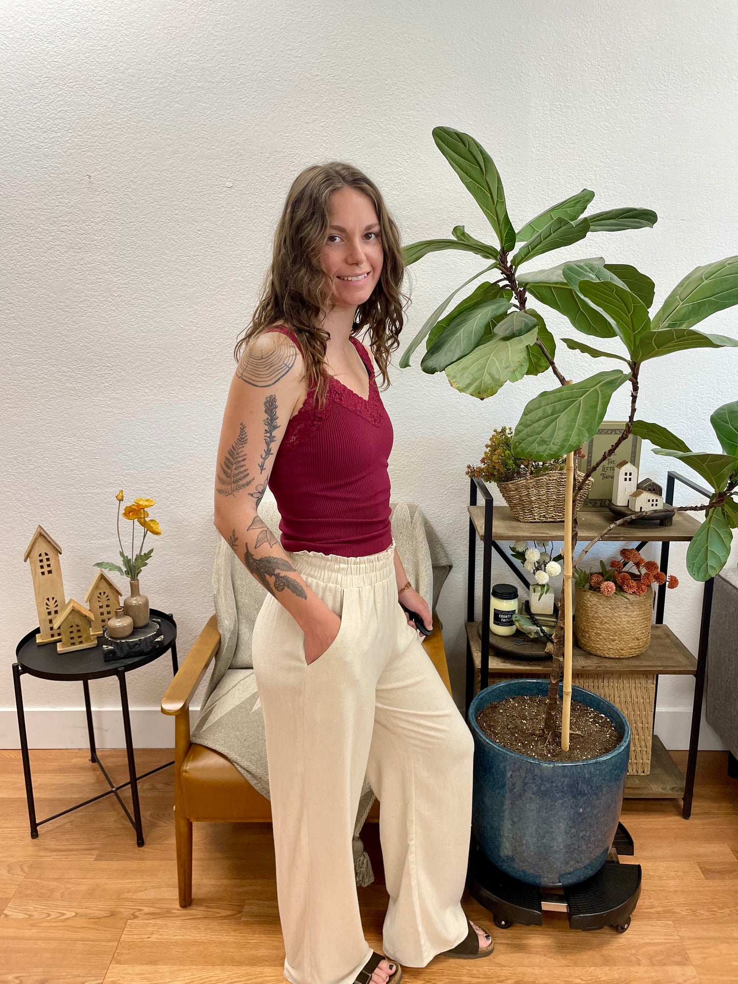 Oatmeal Wide Leg Pants