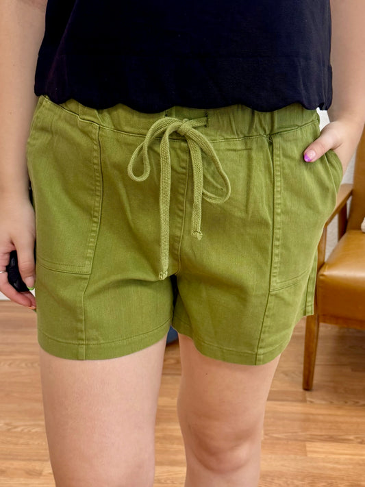 Moss Patch Pocket Drawstring Shorts
