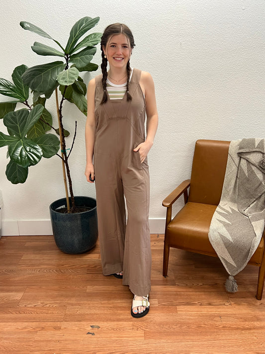 Cappuccino French Knit Wide Leg Jumpsuit