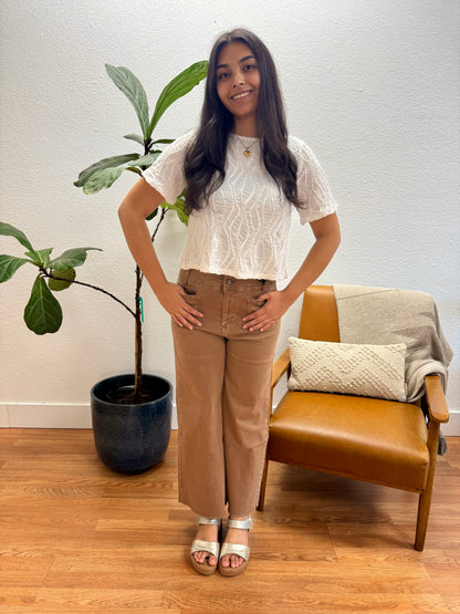 Tiramisu Super High Rise Wide Crop Jeans