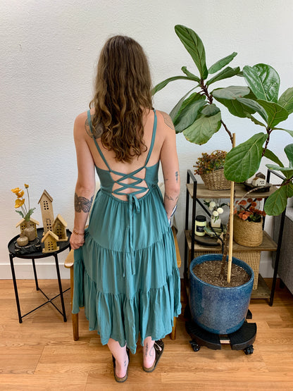 Balsam Back Tie Midi Dress