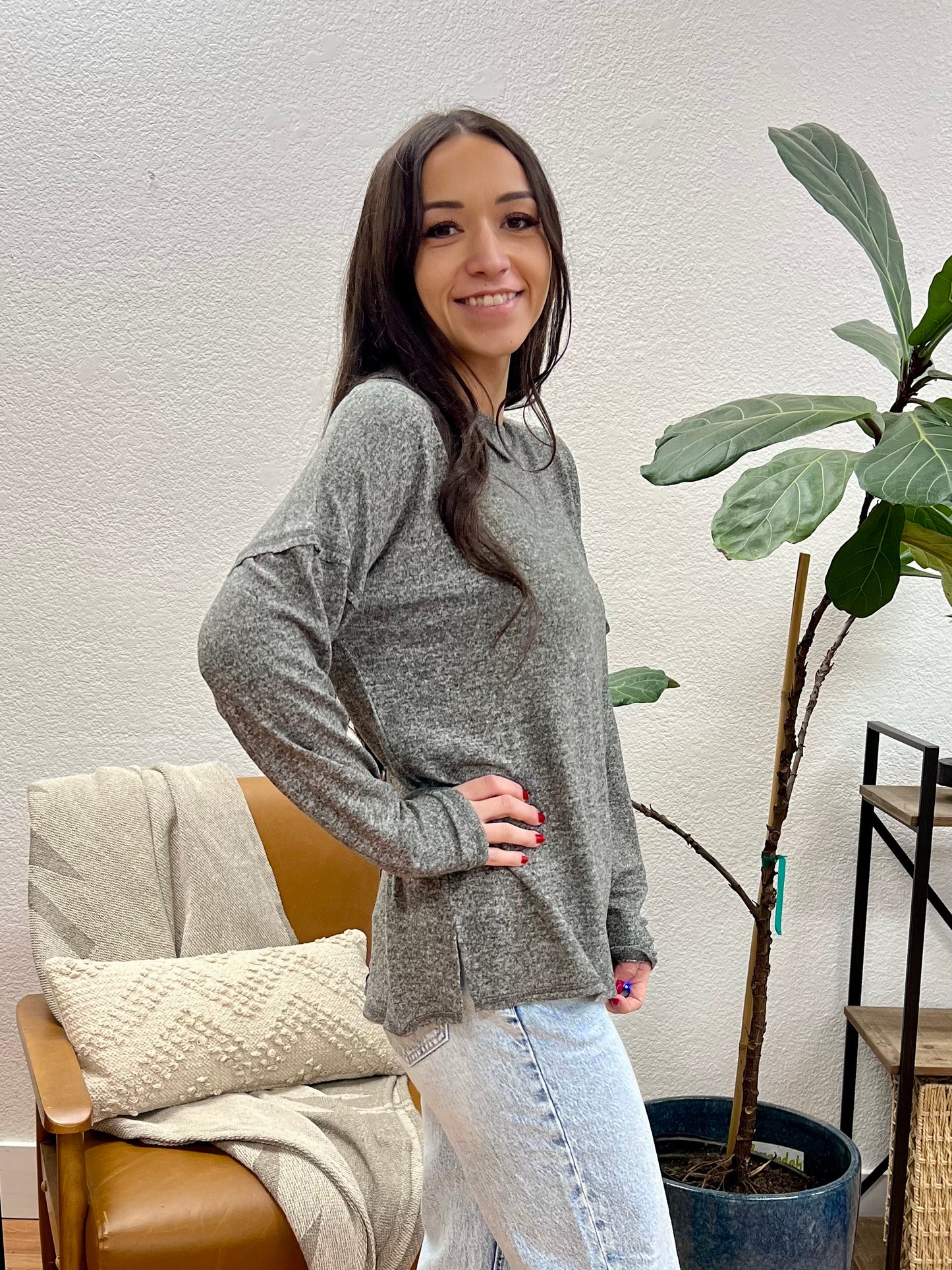 Black Soft Melange Pocket Tee