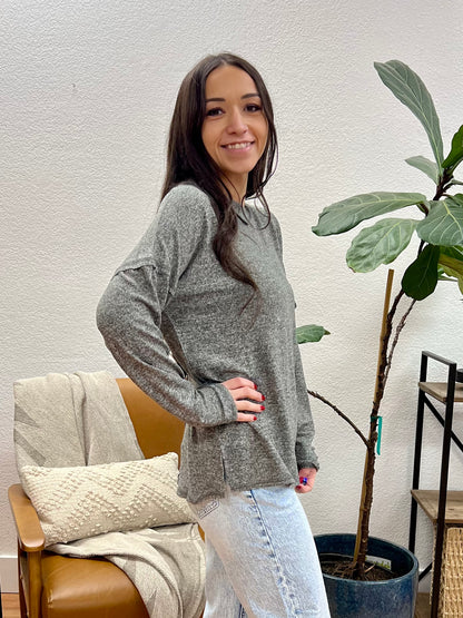 Black Soft Melange Pocket Tee