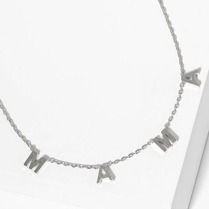 Silver MAMA Station Necklace