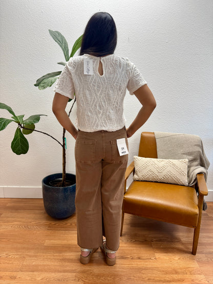 White Elegant Textured Top