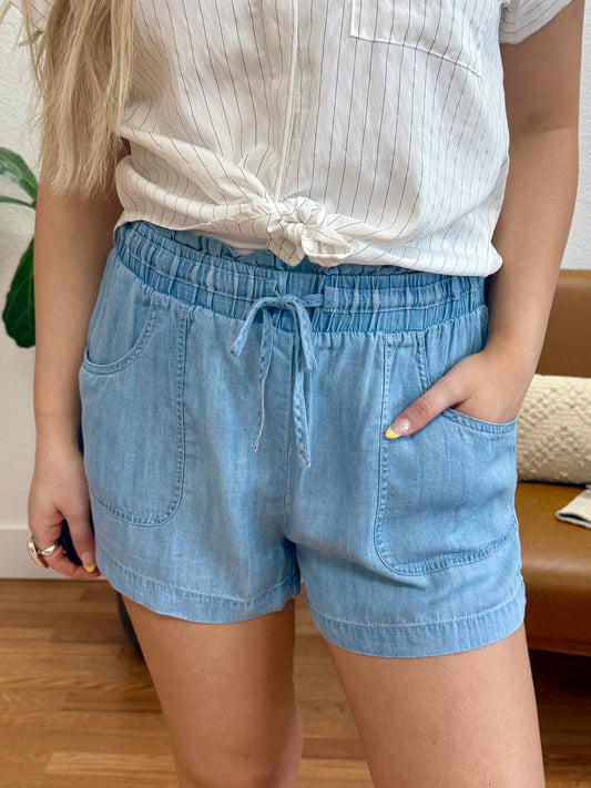 Chambray Denim Shorts