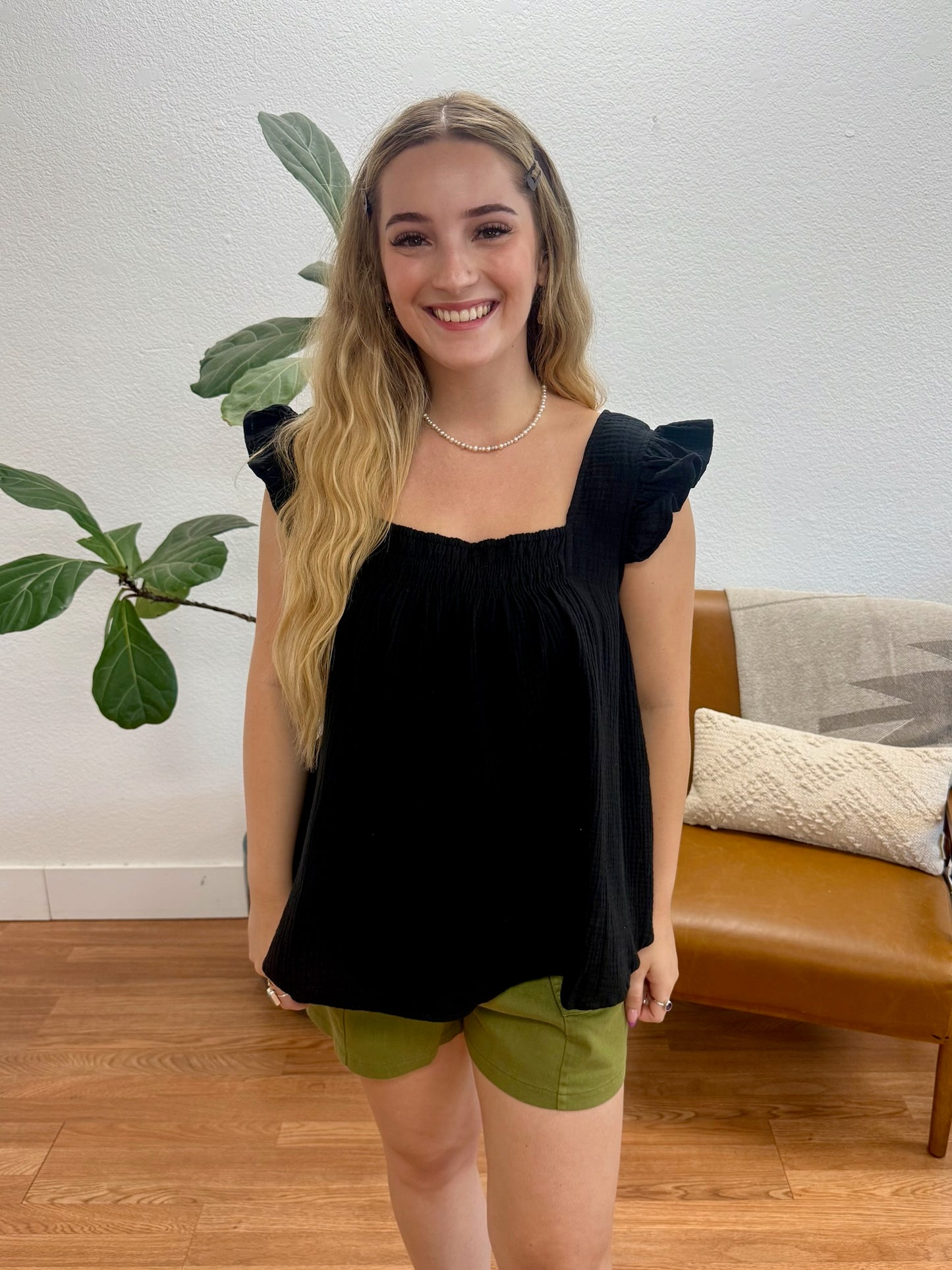 Black Square Neck Tunic Tank