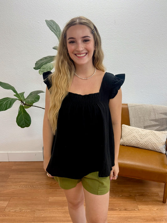 Black Square Neck Tunic Tank