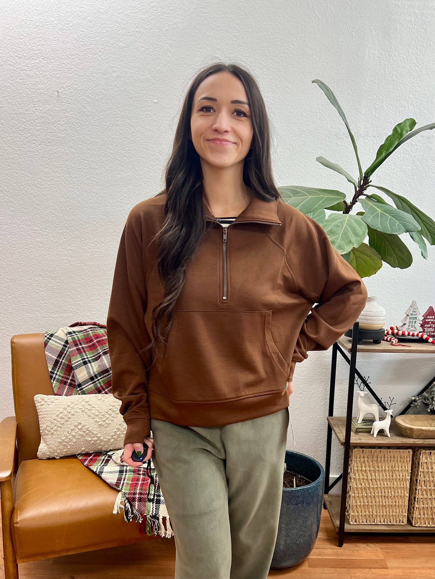 Brown Scuba Half Zip Pullover