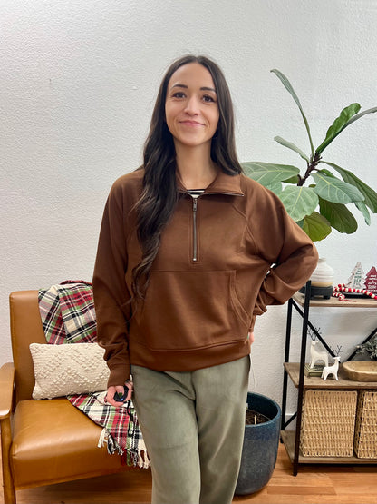 Brown Scuba Half Zip Pullover
