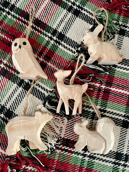 Hand Carved Forest Animal Ornament