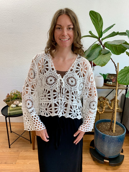 Crochet Tie Front Cardigan