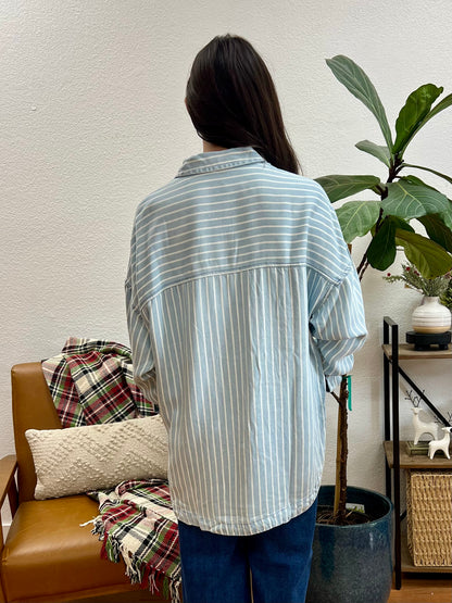 Striped Light Denim Shacket