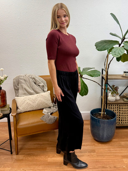 Black High Waist Woven Pants