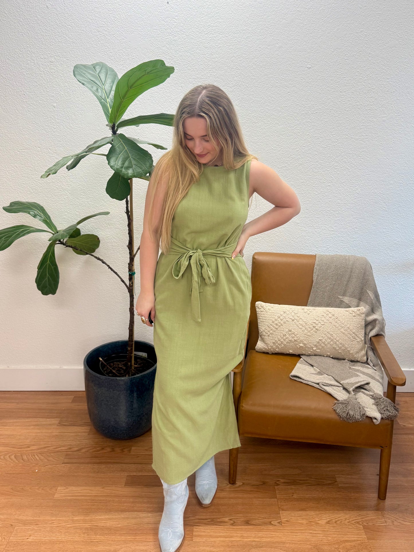 Olive Sleeveless Dress