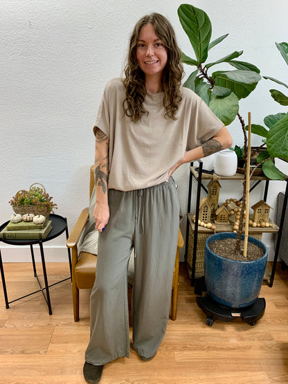 Olive Wide Leg Trousers