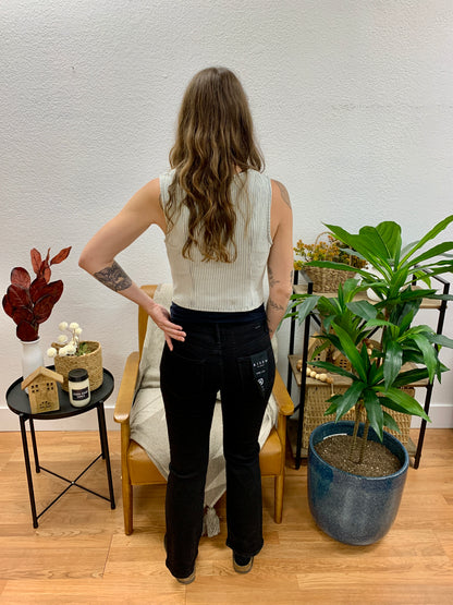 Risen Black Mid Rise Crop Straight Jeans