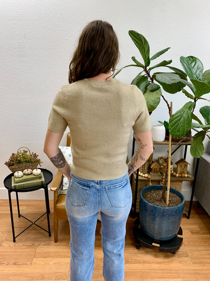 Taupe Crew Neck Knit Top