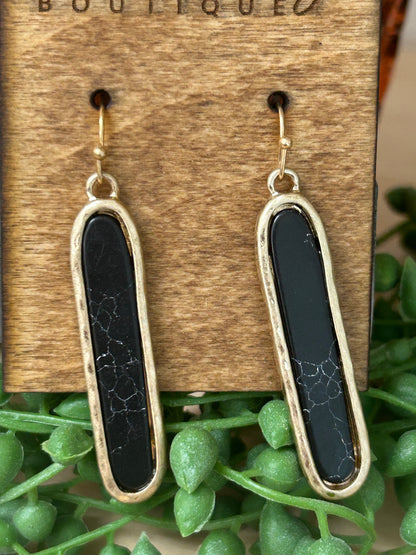 Metal Bar Stone Earrings