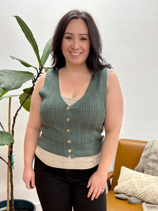 Ash Jade Button Down Sweater Vest