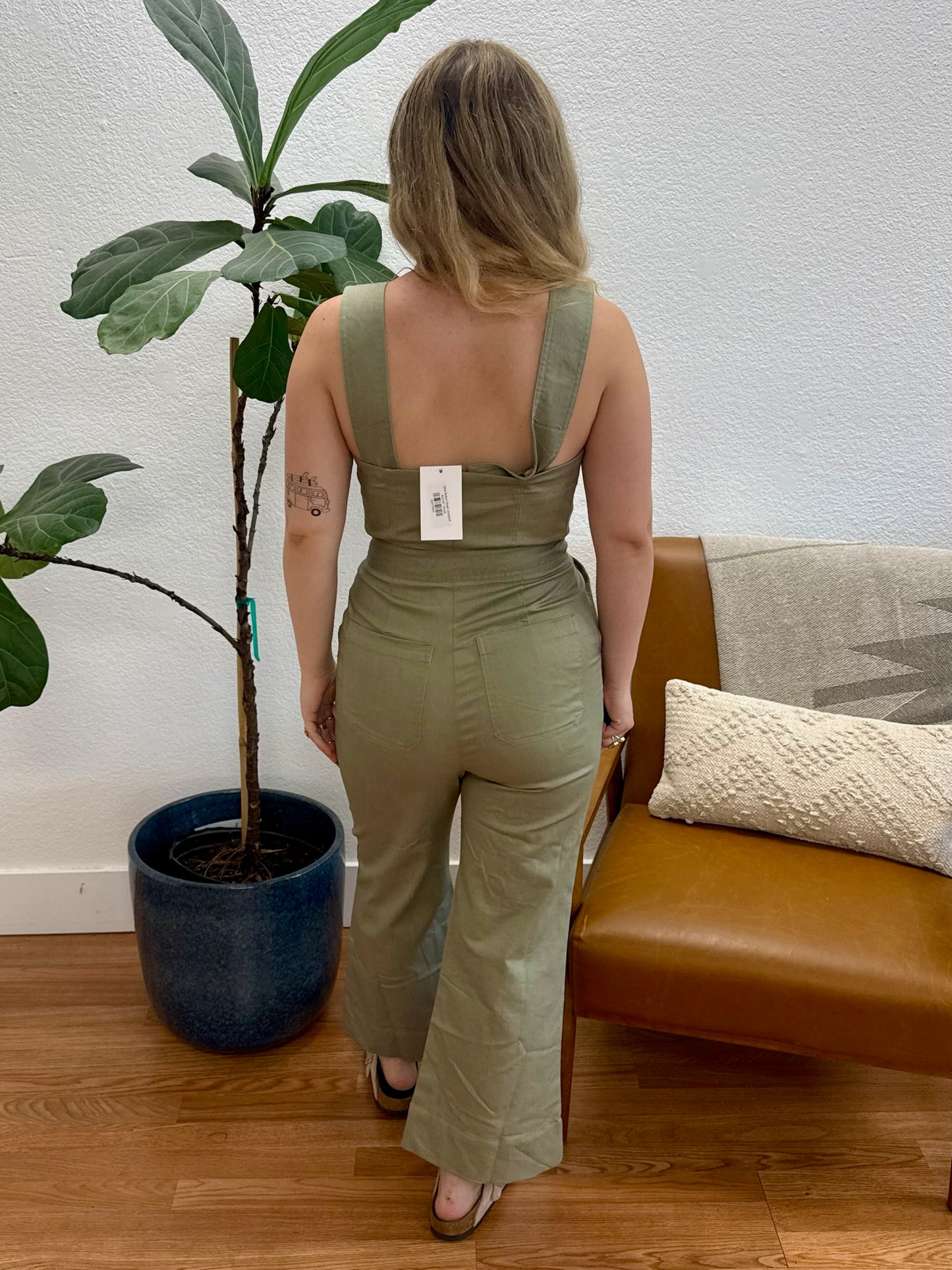 Olive Button Down Jumpsuit
