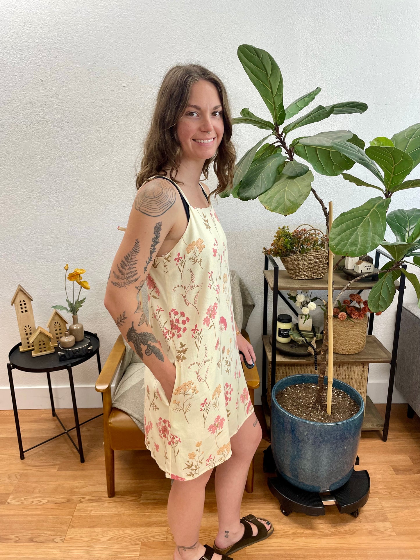 Butter Yellow Floral Dress