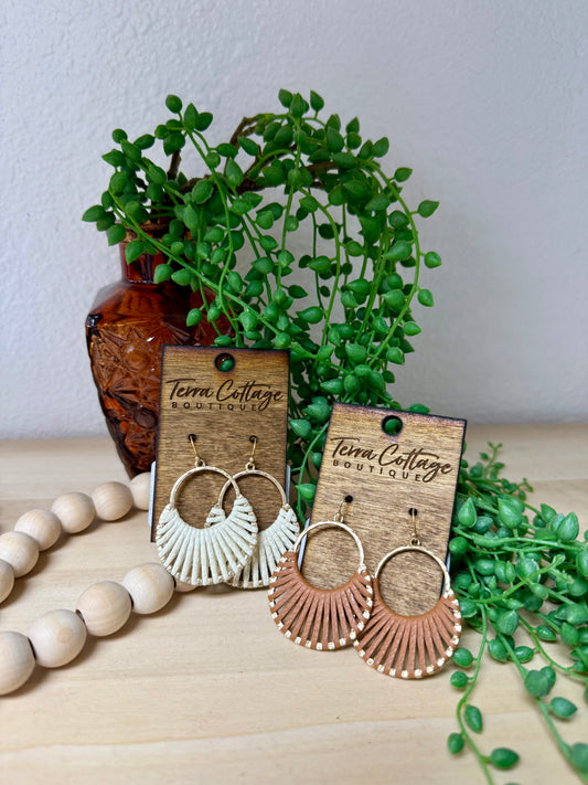 Brown Leather Wrap Earrings