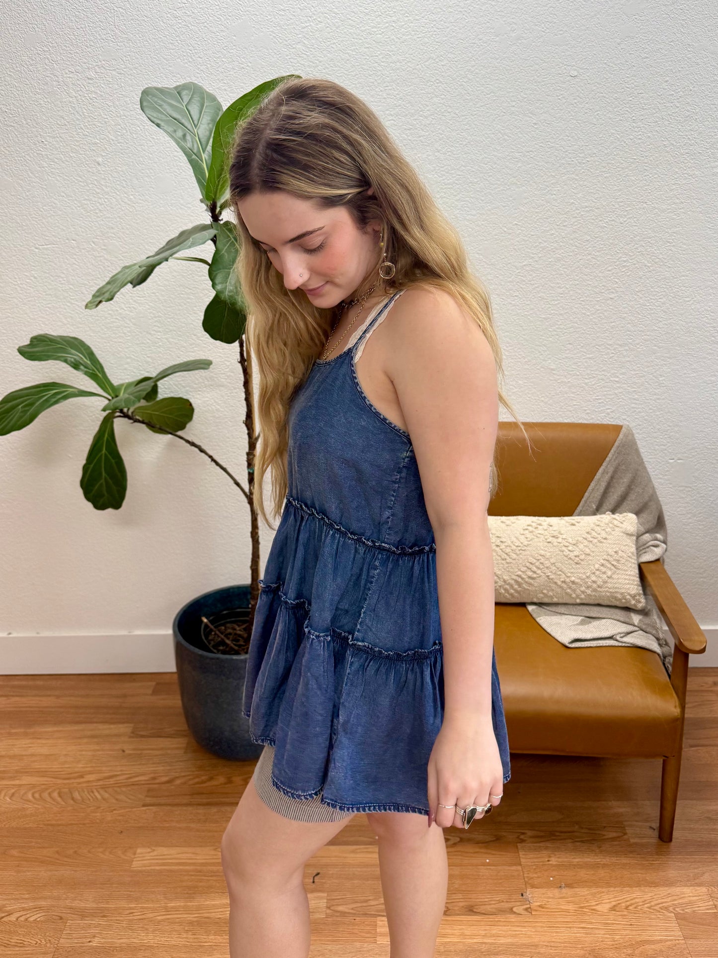 Blue Denim Chambray Tunic Tank