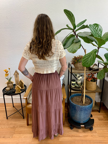 Brown Linen Maxi Skirt