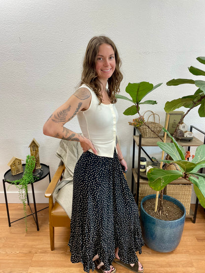 Black Polka Dot Maxi Skirt