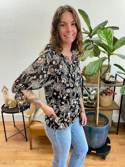 Black Floral Blouse