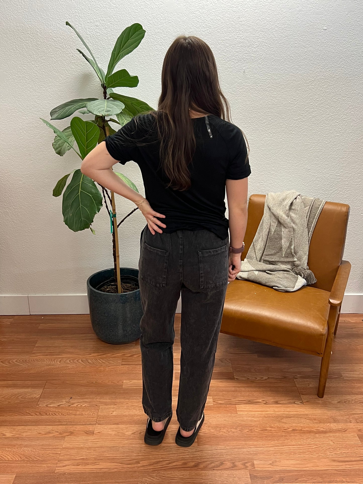 Black Straight Fit Washed Joggers