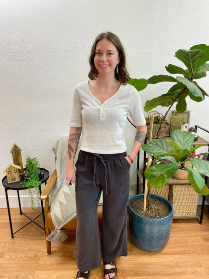 Charcoal Flowy Tencel Pants