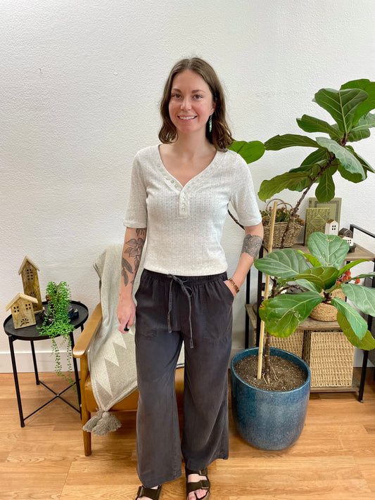 Charcoal Flowy Tencel Pants