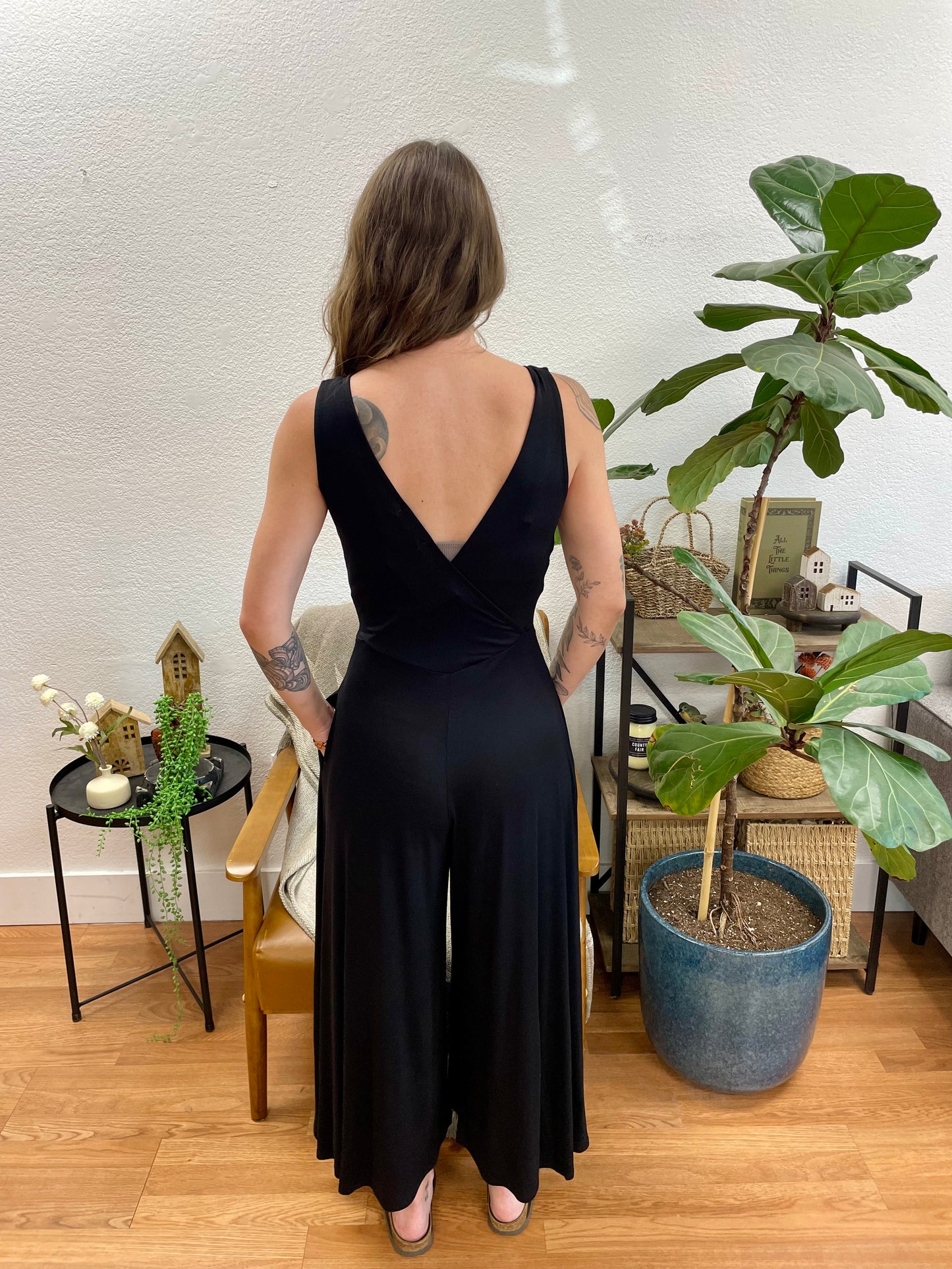 Black Crossover Front Jumpsuit