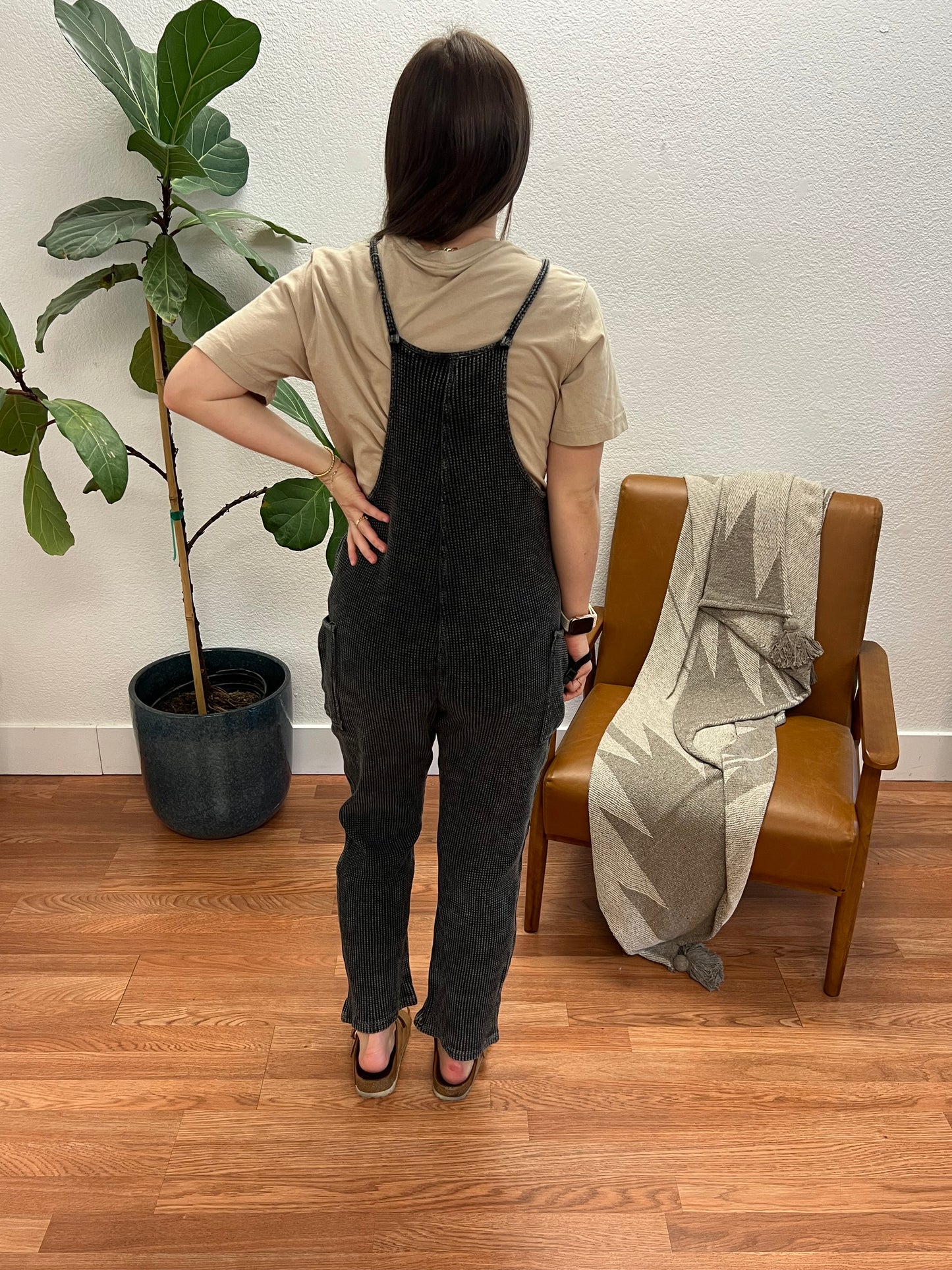 Charcoal Relaxed Waffle Knit Jumpsuit