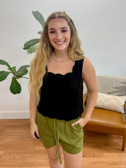 Moss Patch Pocket Drawstring Shorts